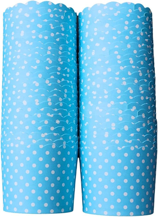 Paper Baking Cups (Polka Dots), Greaseproof Disposable Cupcake Liners (Turquoise, Large Cups (50-Pack)) by Bake-In-Cup