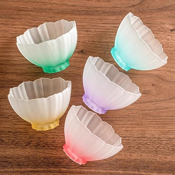 drinking glassware Lotus-shaped Glaze Glass Cup ,70ml(Pink) - Image 7