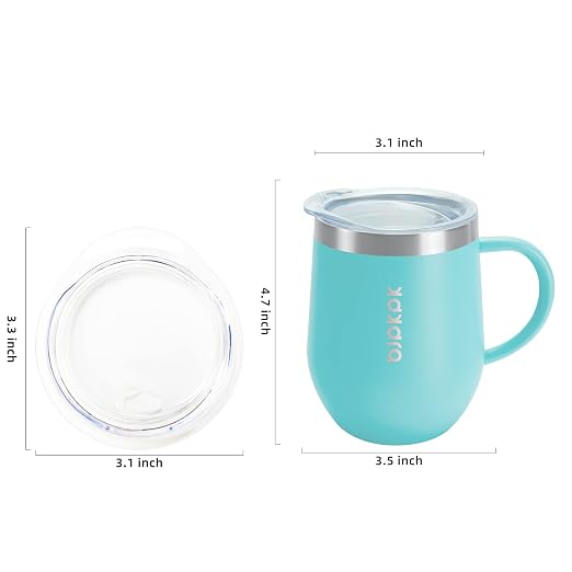 BJPKPK 2PCS Insulated Coffee Mug with Lid, 12oz Stainless Steel Tumbler | Travel Coffee Mug with Handle, Vacuum Insulated Tumbler Cup for Camping, Office, Home, BPA Free Lid, Hot & Cold - Image 3