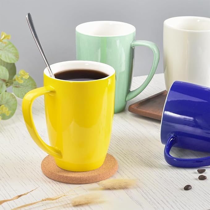 homEdge Porcelain Mug Set, 16 Ounces Cup for Tea, Latte, Mocha, Hot Chocolate, Set of 6, Turquoise - Image 6