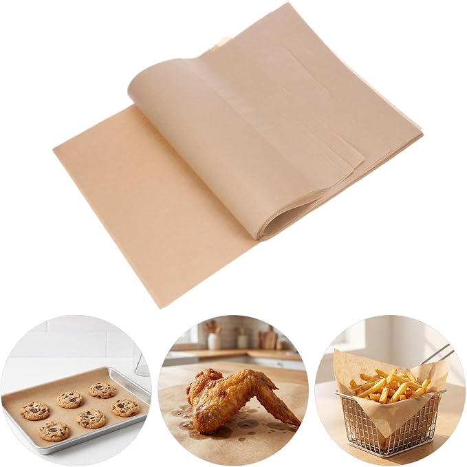 150pcs Greaseproof Parchment Paper Non Stick Baking Sheet 13.8x9.8 Inch Rectangle Paper Liner for Air Fryer Baking Fish Sticks Bread with Splatter Protection - Image 8
