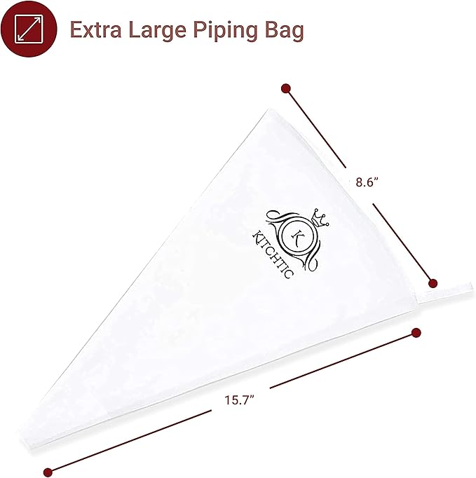 KITCHTIC Reusable Single Piping Bag - Premium Design, Dishwasher Safe - Cotton, Black - Professional Dressing Bag with E-Book Tips