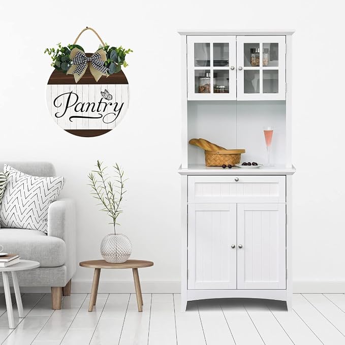 KPSheng Pantry Sign Pantry Wall Decor Farmhouse Pantry Sign Wooden Rustic Pantry Sign Retro Pantry Hanging Sign Wooden Art Printed Decor for Home Pantry Room Holiday Decoration 12in - Image 2