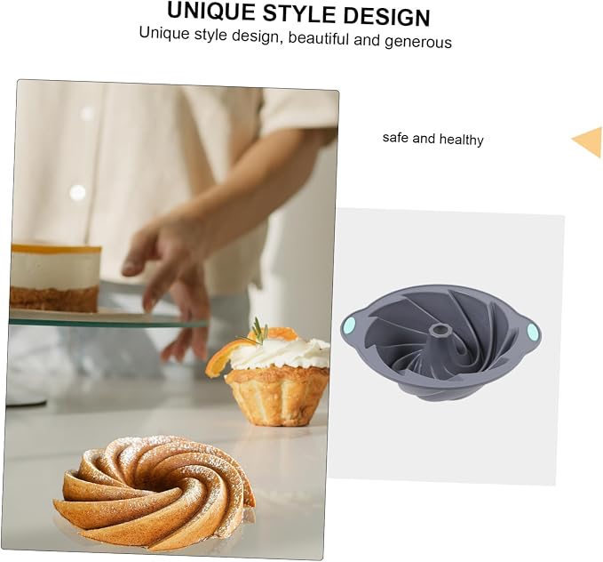 SHOWERORO 1pc Silicone Baking Mold for Chiffon Cake Steel Design Microwave Oven Safe Tool Light Grey - Image 3