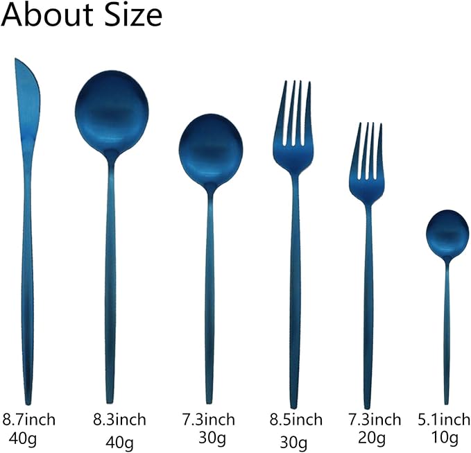 JASHII Silverware Set, 36 Piece Food Grade Stainless Steel Flatware Set Fork Spoon Knife Utensils for Daily Use and Party, Service for 6 Anti Rust, Safe in Dishwasher (Matte Blue) - Image 3