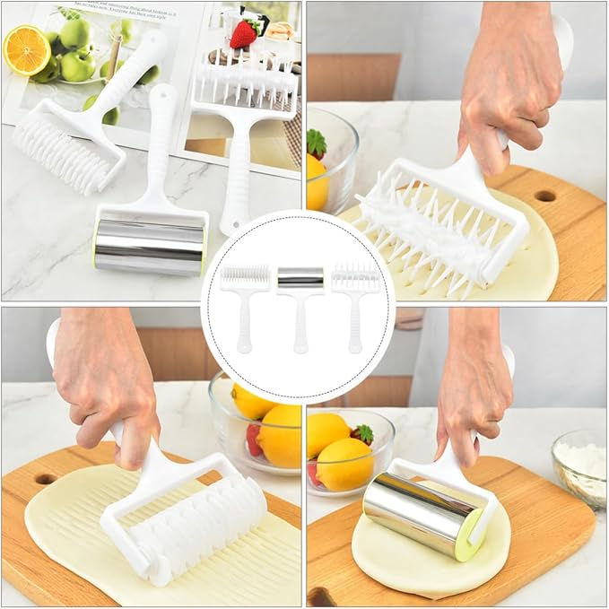 OUNONA 3 Pcs Pizza Roller Tool and Pizza Hole Puncher Set Stainless Steel and Plastic Dough Roller with Waterproof and Easy to Clean Features for Home Kitchen and Dough Preparation - Image 5