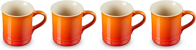 Le Creuset Stoneware Vancouver Mug, Set of 4, 14 oz. each, Flame by Unknown