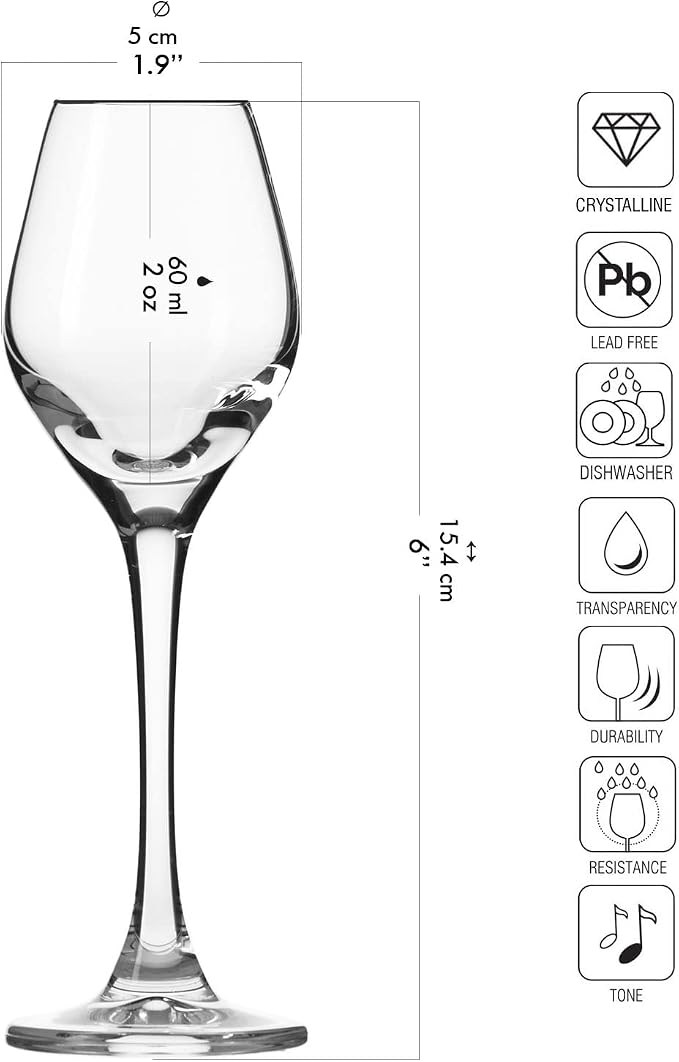 KROSNO Liqueur Glasses Set of 6, 2.0 oz, Splendour Collection | Drinking Glasses, Shot Tequila Grappa Glassware, Lead-Free Crystal, Dishwasher Safe - Image 2