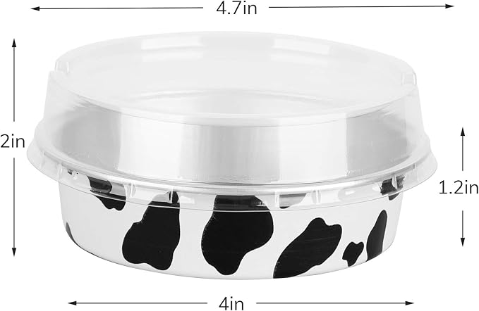 Beasea 4 Inch Pie Tins with Lids, 50 Pack 8 Oz Mini Tart Pan Disposable Pie Tins, Black White Aluminum Foil Flat Baking Cups Round Muffin Container for Mini Cheesecake Tart Quiche - Image 2