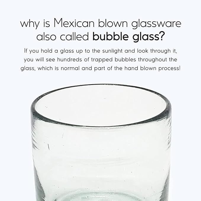 Clear Blown 9 oz Juice Glasses (set of 6) Mexican Handmade Glassware, Recycled Glass, Lead-free, Toxin-Free (Juice) - Image 3