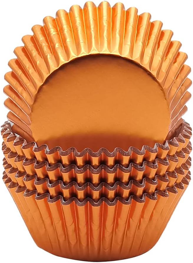 Standard Orange Foil Cupcake Liners Muffin Baking Cups for Party and More, 100-Count by Mombake