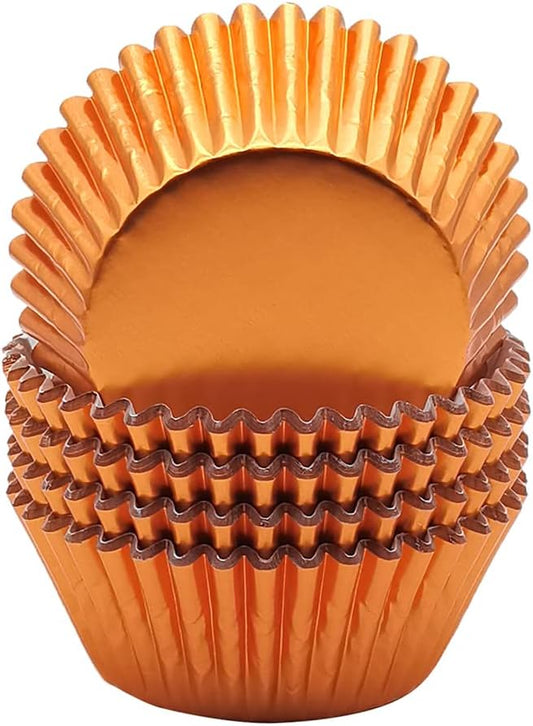 Standard Orange Foil Cupcake Liners Muffin Baking Cups for Party and More, 100-Count by Mombake