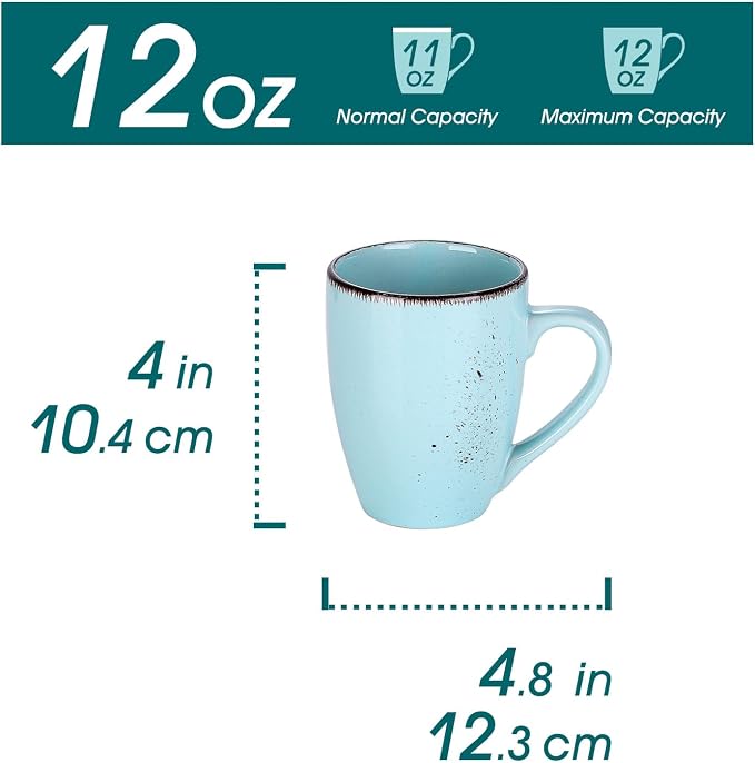 vancasso Navia Coffee Mug Set of 4, Ceramic 12 Oz Coffee Cups for Cappuccino, Latte, Tea, Multi Blue - Image 2