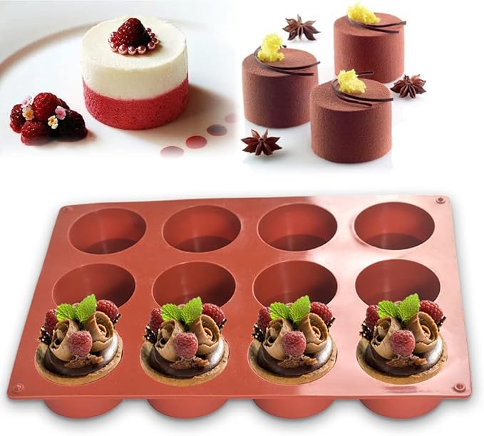 Newk Cylinder Silicone Mold, 4 Packs 12-Cavity Round Cylinder Mold for Cake Pops, Soap Mold, Chocolate Cookie mold, Bath Bomb, Cheesecake, Chocolate Cover Mold