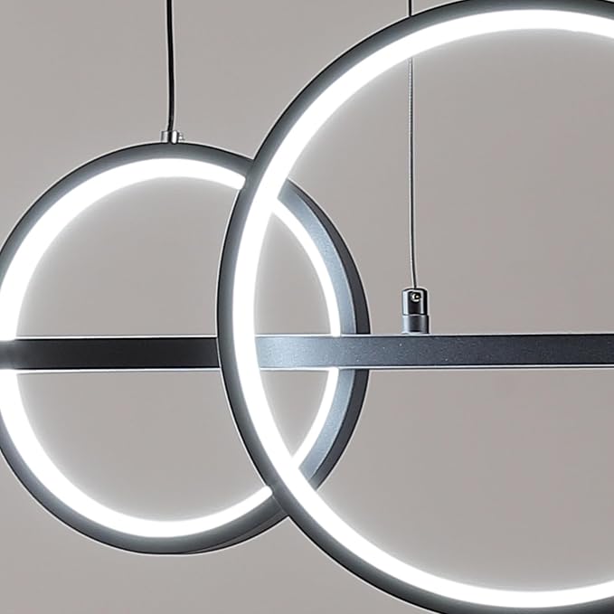 ORANOOR LED Modern Chandeliers, 39inch Dimmable Black Gold Pendant Lighting | Kitchen Pendant Lighting Over Island, Linear Ring Globe Chandelier Light Fixtures for Dining Room Lights Ceiling Hanging ﻿ - Image 9