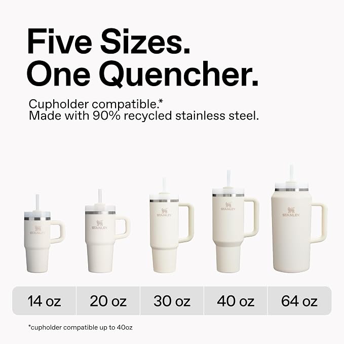 STANLEY Quencher H2.0 Flow State Tumbler, 40 oz, Lichen | Handle and Straw | 3-Position Lid | Cup Holder Compatible for Travel | Insulated Stainless Steel Cup | BPA-Free - Image 5