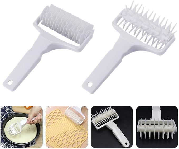 Homoyoyo 2pcs Practical Pizza Needle Roller Dough Puncher Baking Tool Made of Sturdy Pp Material, Easy to Use and Convenient for Kitchen Pizza Dough Preparation in White - Image 9