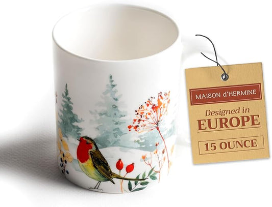 Maison d' Hermine Coffee Mug with Handles Tea Cups (15 Ounce, Pack of 1) | Fine Bone China Coffee Mugs for Hot Beverages Cappuccino Latte Home Restaurant Hotel Spring Summer -Morzine - Chamonix by MaisondHermine