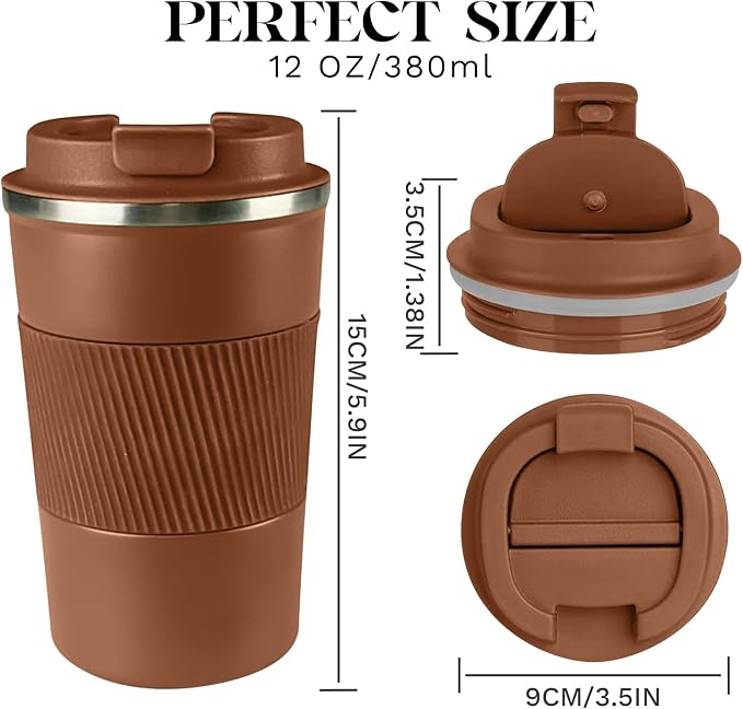Insulated Travel Coffee Mug, Stainless Steel Coffee Cup with Leakproof Lid | Double-wall insulation keeps drinks hot or cold for hours, with a leakproof lid and portable stainless steel design - Image 3