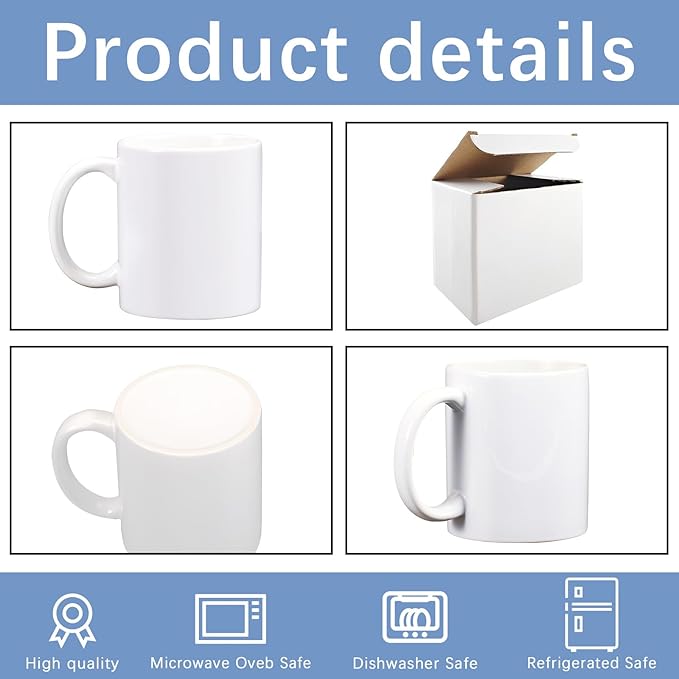 12 PACK 11 oz sublimation mugs with boxes White round handle tazas para 11oz ounce coffee cups for sublimation mug blanks bulk products - Image 3