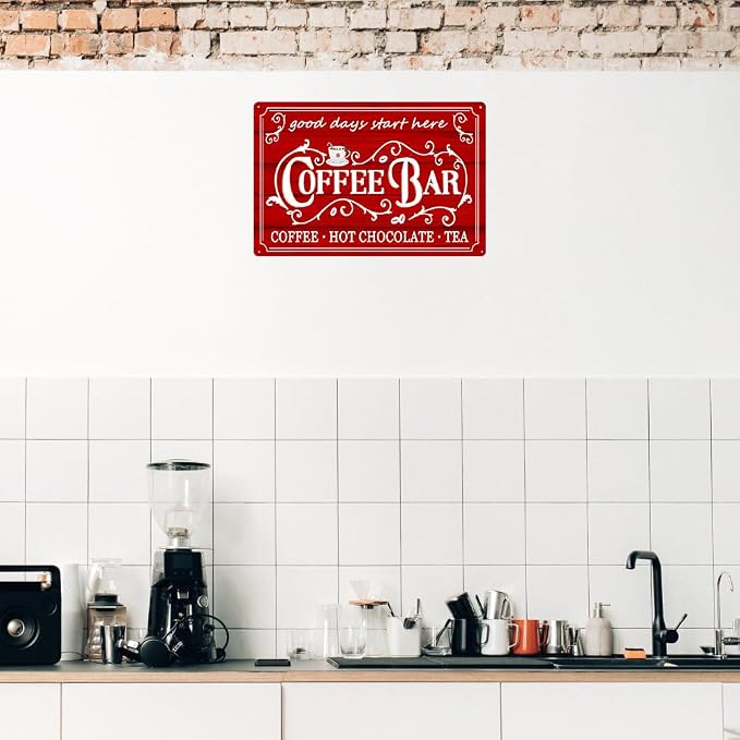 Vintage Metal Sign - Coffee & Tea Bar Decor - Christmas & Hot Cocoa Station - 8 x 12 Inch - Image 5