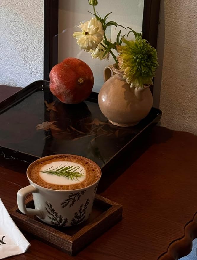 Handmade Ceramic Coffee Mug with Handle for Tea Latte,12 oz. Microwave Dishwasher Cup, Art Gifts Green Plant Leaf Mug, Cup for Coffee, Tea & Hot Chocolate, Cypress Leaves - Image 9