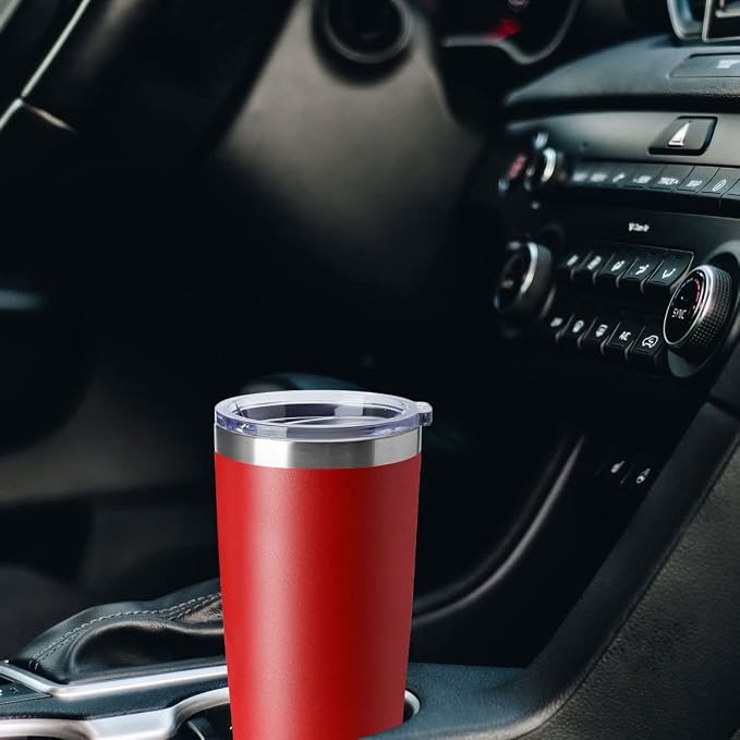 HASLE OUTFITTERS 20oz Tumblers Stainless Steel Mugs with Lid Double Wall Vacuum Insulated Coffee Cups for Cold & Hot Drinks (20oz-Red, 4 Pack) - Image 5