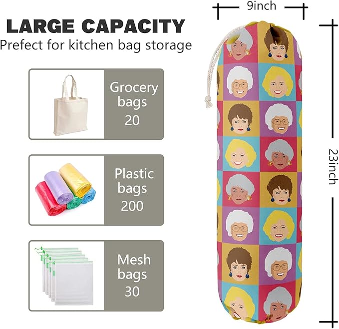Golden Girls, Grocery Bags Holder Organizer For Shopping Bags, Wall Mount Plastic Bags Storage Container Dispensers, Gift For The Preferred Family And Friends - Image 3