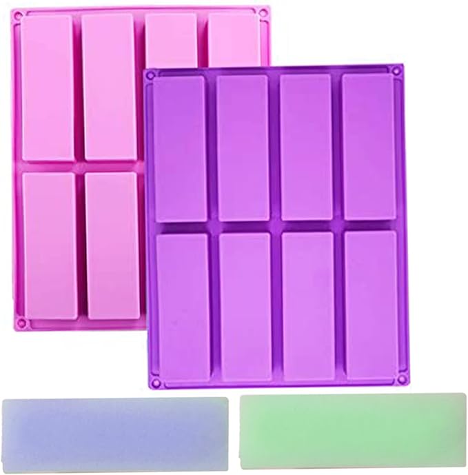 Silicone Bar Molds, 2PCS 8-Cavity Rectangle Chocolate Mold, Non-stick Silicone Baking Mold, DIY Candy Bar for Muffin Cornbread Cheesecake Pudding Cake and Soap.