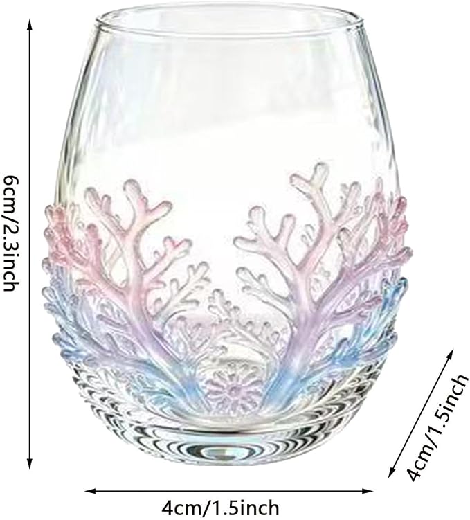 Artisanal Starfish Coral Glassware, 3D Coral Stemless Wine Glass | 100ml Coastal Wine Glasses, Handcrafted Stemless Cocktail Drinking Glasses, Multipurpose Water Cup for Bar Wedding Party - Image 2