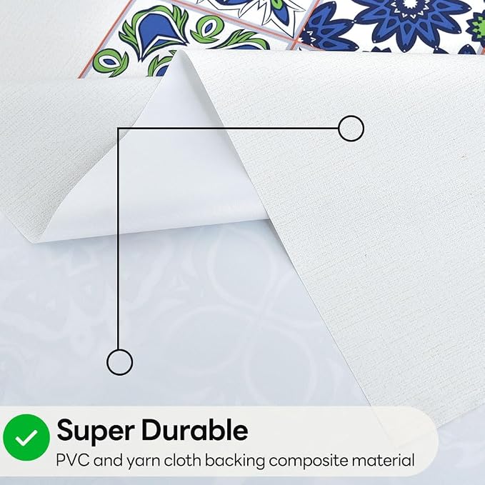 Wipeable Waterproof Tablecloth Vinyl Tablecloths for Rectangle Tables Heavy Duty PVC Tablecloth for Kitchen Dining Table (Flowers-3, 54'' x 54'') - Image 3
