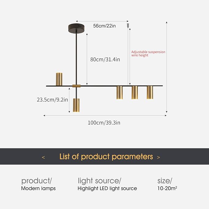 Siittoo 39.3-Inch LED Kitchen Island Pendant Light with Remote, Black Gold | 5-Light Dimmable Linear Chandelier, 3000K-6000K Adjustable Dining Room Light Fixture Over Kitchen Island and Table - Image 3