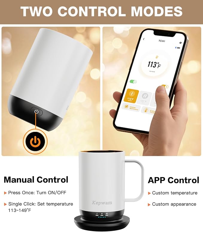 Kepwam Self-Heating Coffee Mug T1, 16oz Rechargeable Heated Coffee Mug, Smart Coffee Warmer Mug with App-Controlled,Advanced Temperature-Controlled Heating Coffee Gifts for Women Men Coffee Lover - Image 4