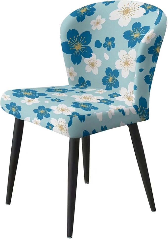 Blue Cherry Blossom Set of 2 Bar Stools Slipcovers, Height Counter Bar Stool Protector Non Slip Swivel Seat Covers Adjustable Stool Chair for Home Kitchen Cafe Furniture - Image 3