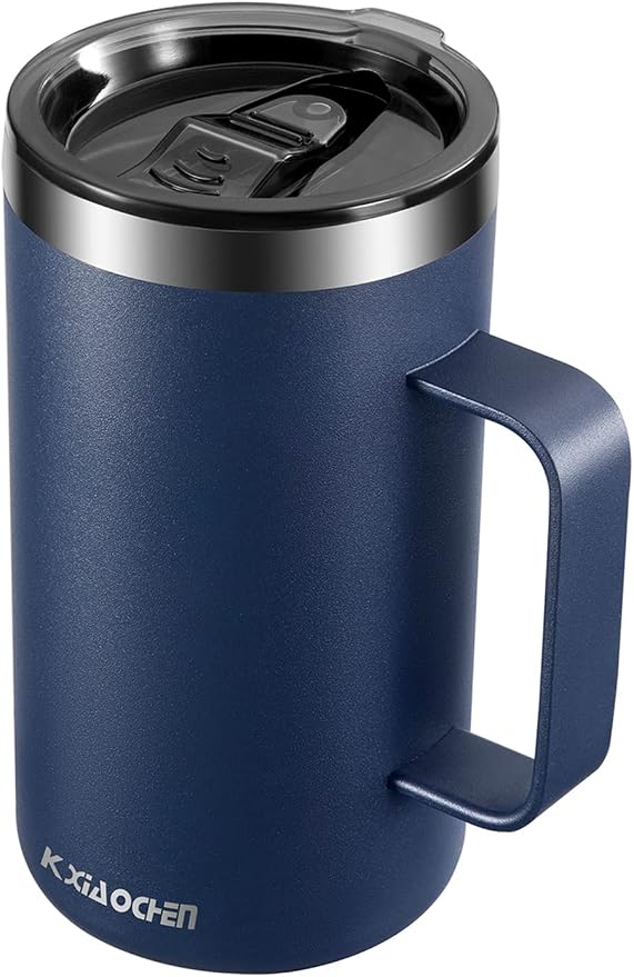KXIAOCHEN 20 oz Insulated Coffee Mug, Coffee Cup with Lid and Wide Handle | 18/8 stainless steel, 6+ hours hot or 12+ hours cold, wide mouth, no-sweat exterior, for office, work, home and camping by KXIAOCHEN