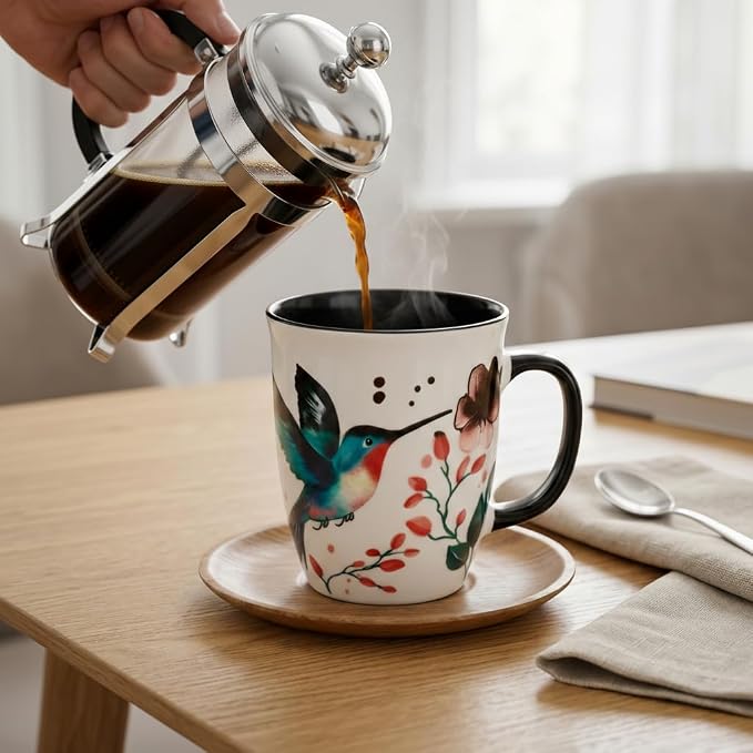 Hummingbird Coffee Mugs for Women - 16oz Ceramic Heat Reveal Cup, Floral Bird Coffee Mugs for Home Office, Hummingbird Gifts for Mothers' Day Birthday - Image 2