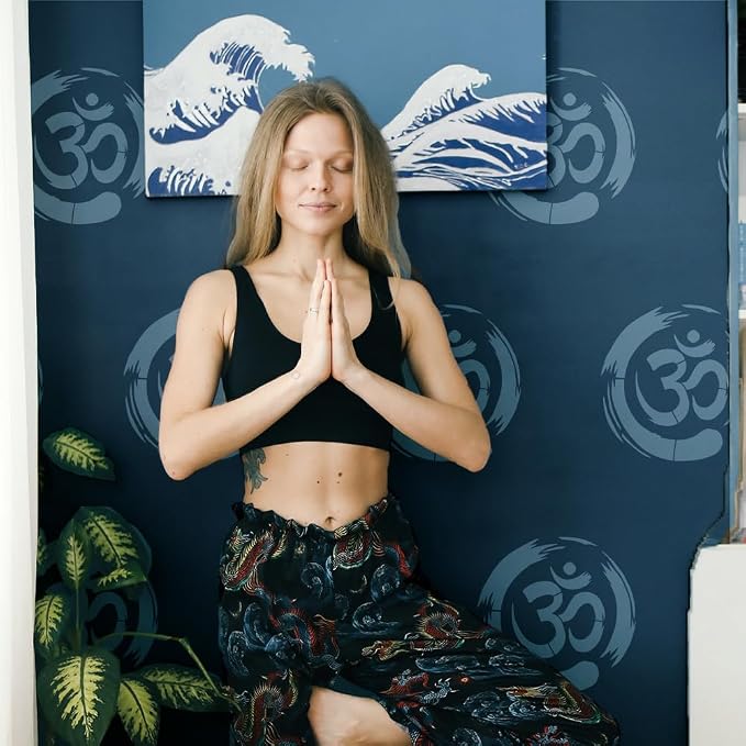 FINGERINSPIRE Om Symbol Stencil with Paint Brush 11.8x11.8 inch Yoga Zen Circle Pattern Template Yoga Om Symbols Craft Stencil for Painting on Wall Wood Floor Tile Canvas Fabric Furniture - Image 7