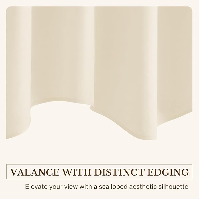 Velvet Window Valance 52x18 Inch 4-Panel Set | Soft Wavy Ivory White Kitchen Curtains for Windows, Luxury Fabric Aesthetic Window Treatment for Bay Window, Living Room - Image 5