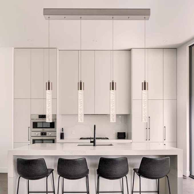 Pendant Light Kitchen Island with Remote Control & Dimmable, Modern Brushed Nickel Pendant Light Fixture for Dining Room 3000K/4000K/6000K - Image 7