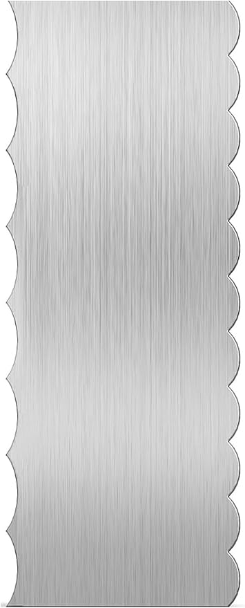 Stainless Steel Cake Scraper Large Double Sided Patterned Edge Stripe Edge Smoother Scraper Cake Decorating Comb Pastry Cutter for Mousse Butter Cream Decoration (Scraper 1#)