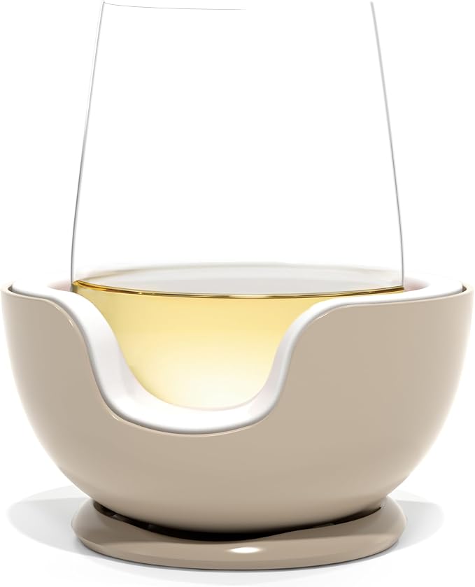 VoChill Stemless Wine Glass Chiller | Keep the Chill In Your Glass | Made In USA | Separable & Refreezable Chill Cradle | Actively Chills Stemless Glassware | Sand, Single Stemless by VoChill