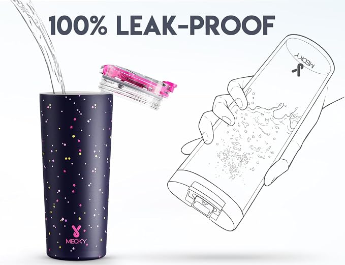 Meoky 24 oz Insulated Travel Coffee Mug: Leak Proof Lid, Plum Stardust | Stainless Steel Coffee Tumbler, Keeps Hot for 8 Hours or Cold for 24 Hours, Fits in Car Cup Holder, BPA Free - Image 5