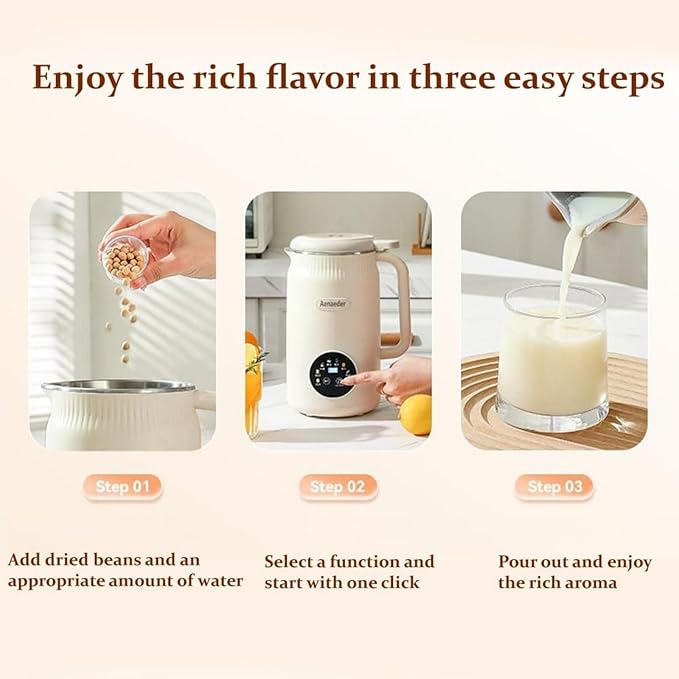 Nutripour - The 8-in-1 Multifunction Nut Milk Maker, Multifunctional Soymilk Maker, Milk Frother, Large-Capacity Touch-Screen Soymilk Maker, Suitable for Nut Milk, Oat Milk, Soy Milk (1 PC)
