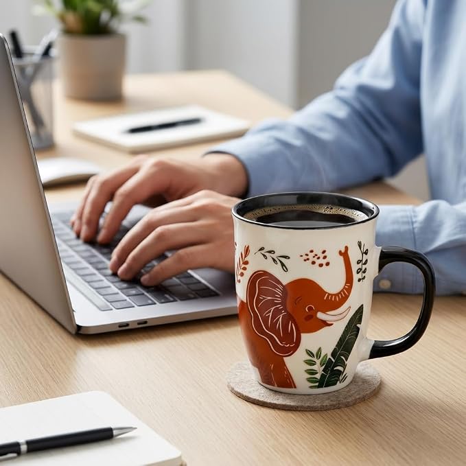 Elephant Mug - 16oz Safari Animal Heat Reveal Cup, Ceramic Tea Mugs for Home & Office, Unique Elephant Gifts for Women Men - Image 6