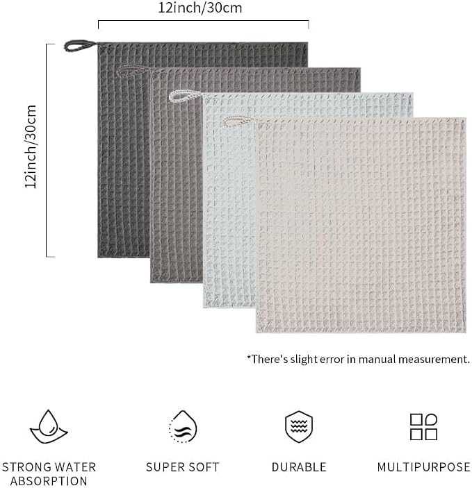 watchget Barista Microfiber Cloths 4 Pack (12"x12") | Professional Cleaning Towels for Espresso Machines, Steam Wands & Countertops Essential Coffee Bar Accessories - Image 2