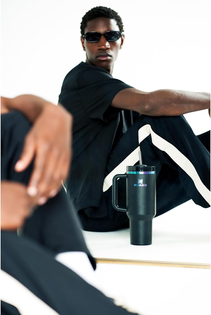 STANLEY Quencher H2.0 Flow State Tumbler, 40 oz, Black Chroma | Handle and Straw | 3-Position Lid | Cup Holder Compatible for Travel | Insulated Stainless Steel Cup | BPA-Free - Image 7