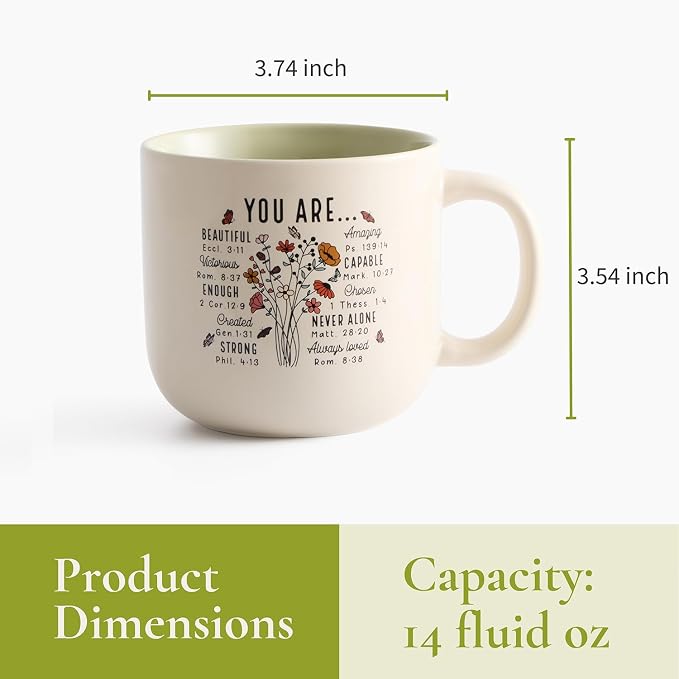Christian Gifts – Bible Verse Ceramic Coffee Mug 14oz, Wildflower Faith Mug, Dishwasher & Microwave Safe, Inspirational Gift for Friends & Women - Image 2