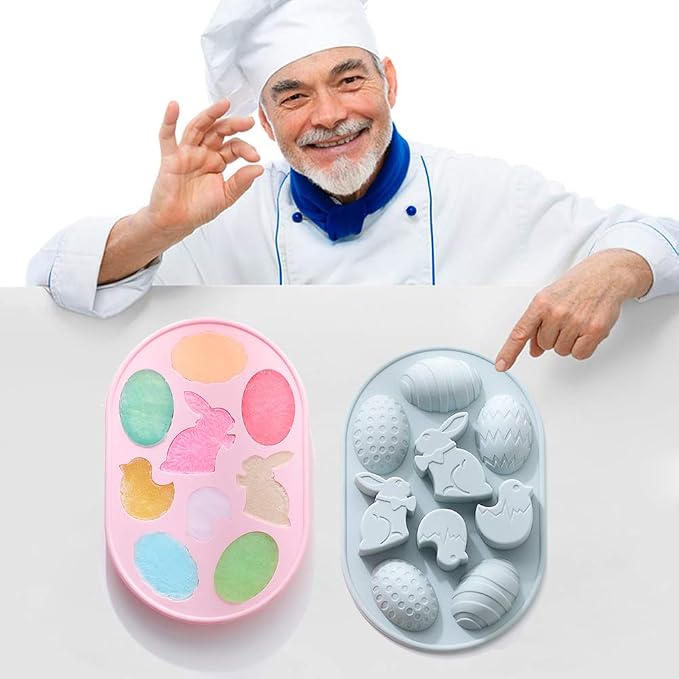 2Pack Easter Rabbit Bunny Egg Silicone Molds, 3D Easter-theme Baking Mould Tray DIY Baking Tool for Chocolate Cake Dessert Candy Mousse Pastry Soap - Image 4