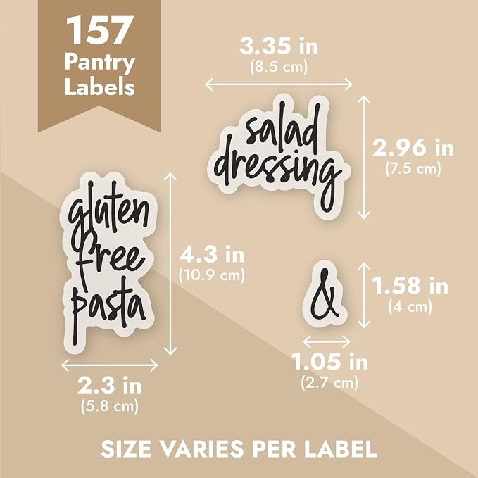 Talented Kitchen Pantry Labels for Food Containers - 157-Piece, Black Script Vinyl - Jar & Bin Labels & Food Storage Organization Stickers - Image 5