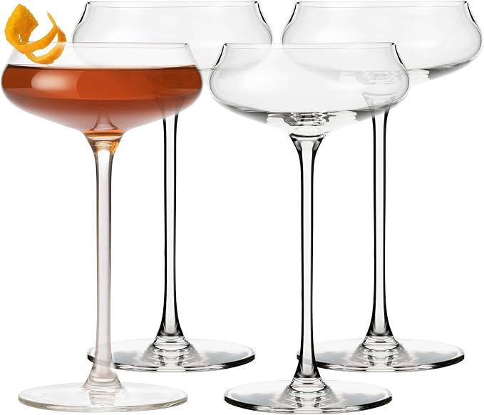 Libbey Signature Stratford Coupe Cocktail Glasses Set of 4, Artful, Lavish Coupe Martini Glasses, Stemmed Cocktail Glasses for Weddings, Birthdays by Libbey